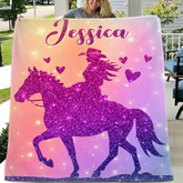Custom Pink Horse Blanket Gifts with Name